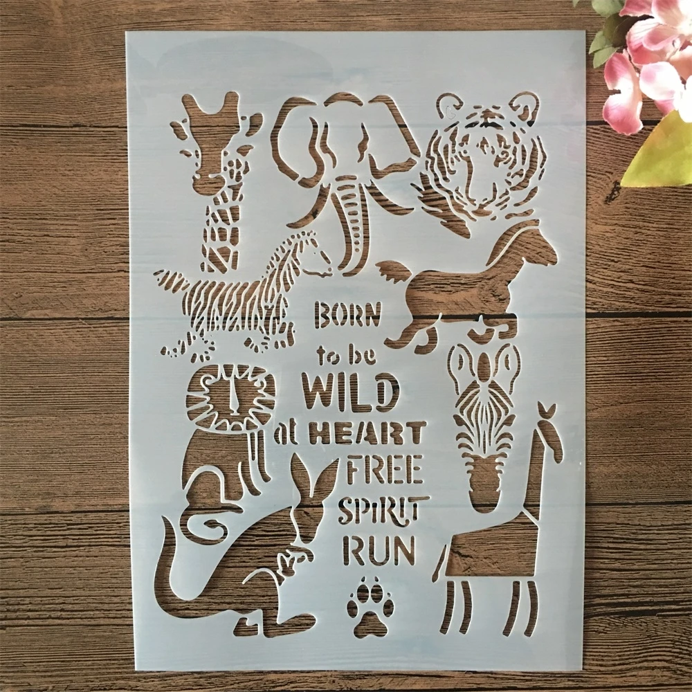 

A4 29cm Wild Animals Elephant Kangaroo DIY Layering Stencils Wall Painting Scrapbook Coloring Embossing Album Decor Template