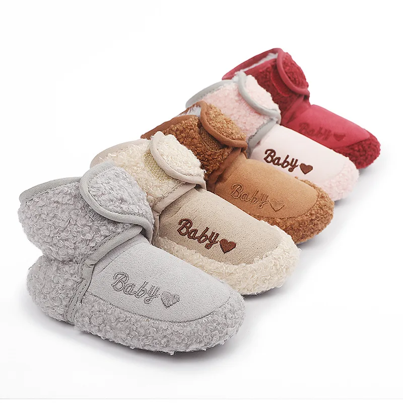 2022 Winter Boots Baby Boy Girl Booties Snow Soft-sole Anti-slip Warm Flat Infant First Walker Baby Crib Shoes Christmas