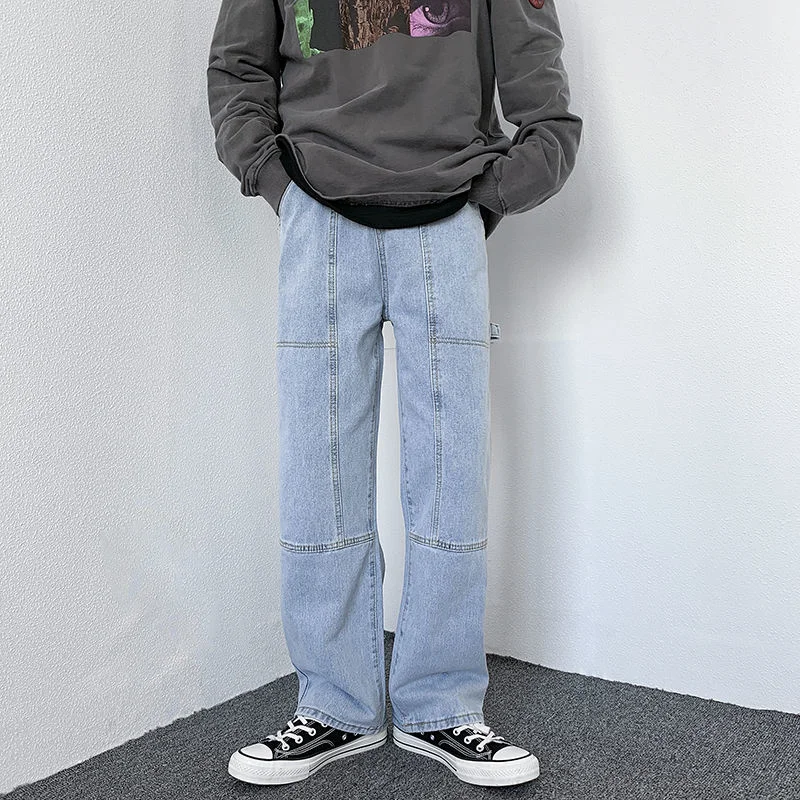 Blue Black Jeans Men Fashion Casual Cargo Baggy Jeans Men Streetwear Loose Hip Hop Straight Denim Pants Mens Trousers M-2XL