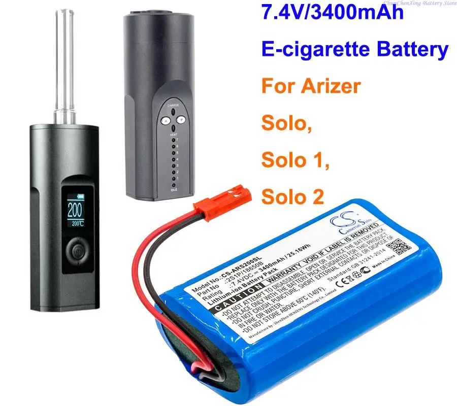 OrangeYu 3400mAh E-cigarette Battery 2S1P/18650B for Arizer Solo, Solo 1,  Solo 2