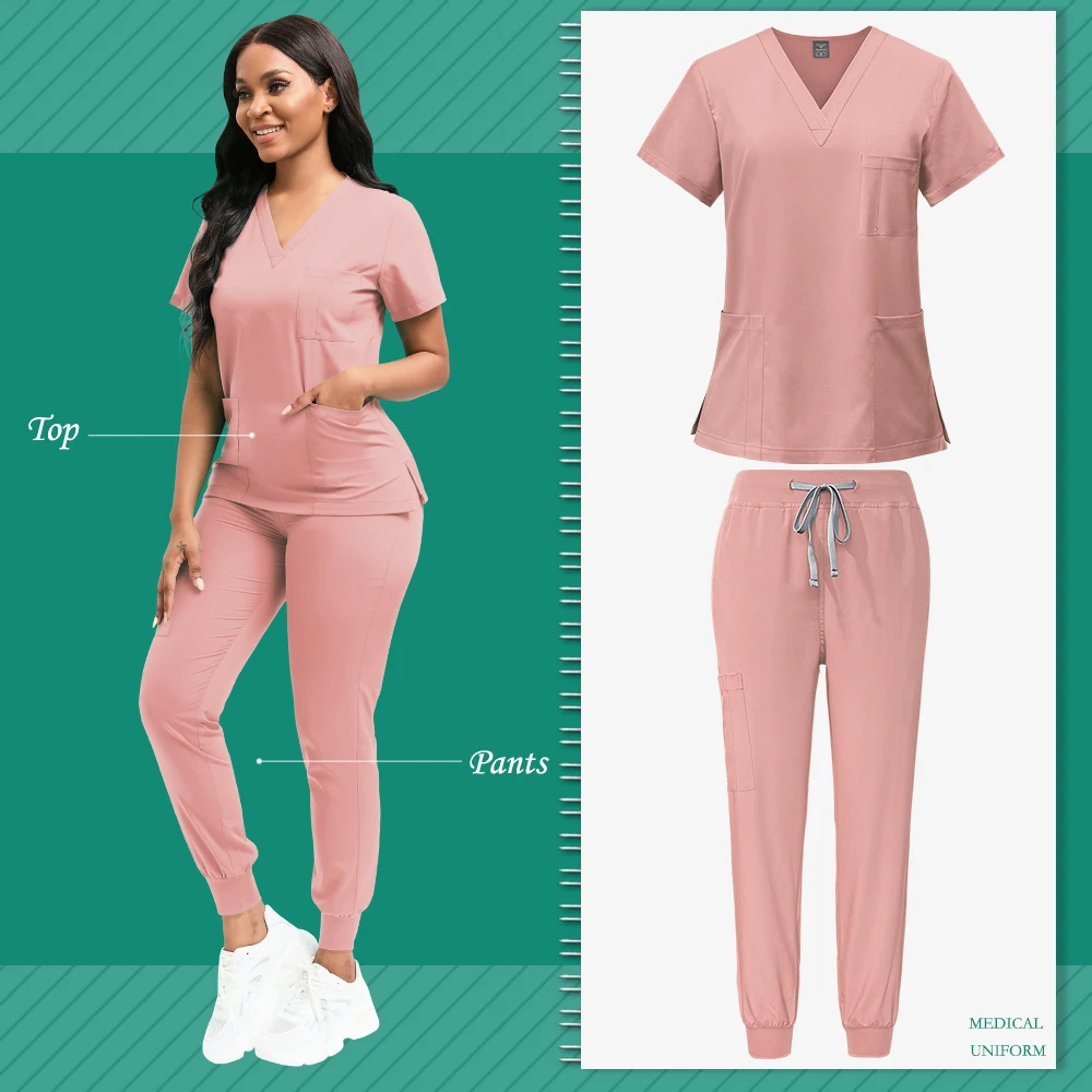 Slim Fit медицинские скрабы униформа женские наборы скрабов аксессуары для