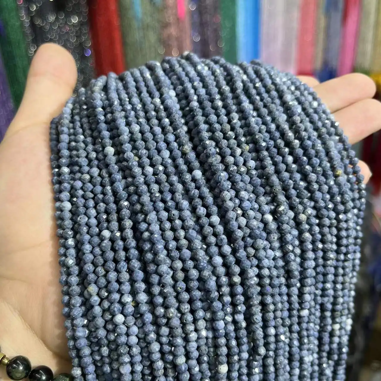 

2/3/4MM Blue Coral Pine Faceted Round Natural Stone Loose Spacer Beads For Jewelry Making DIY Bracelet Necklace Agate 15”