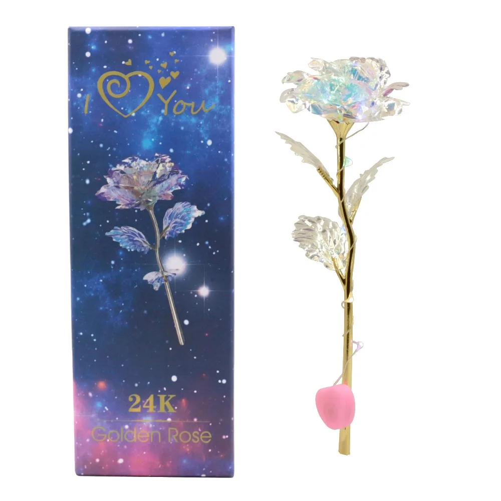 

24k золото Фея роза искусственный цветок для девочки свадебный подарок на день рождения День Святого Валентина светодиодный Цветок