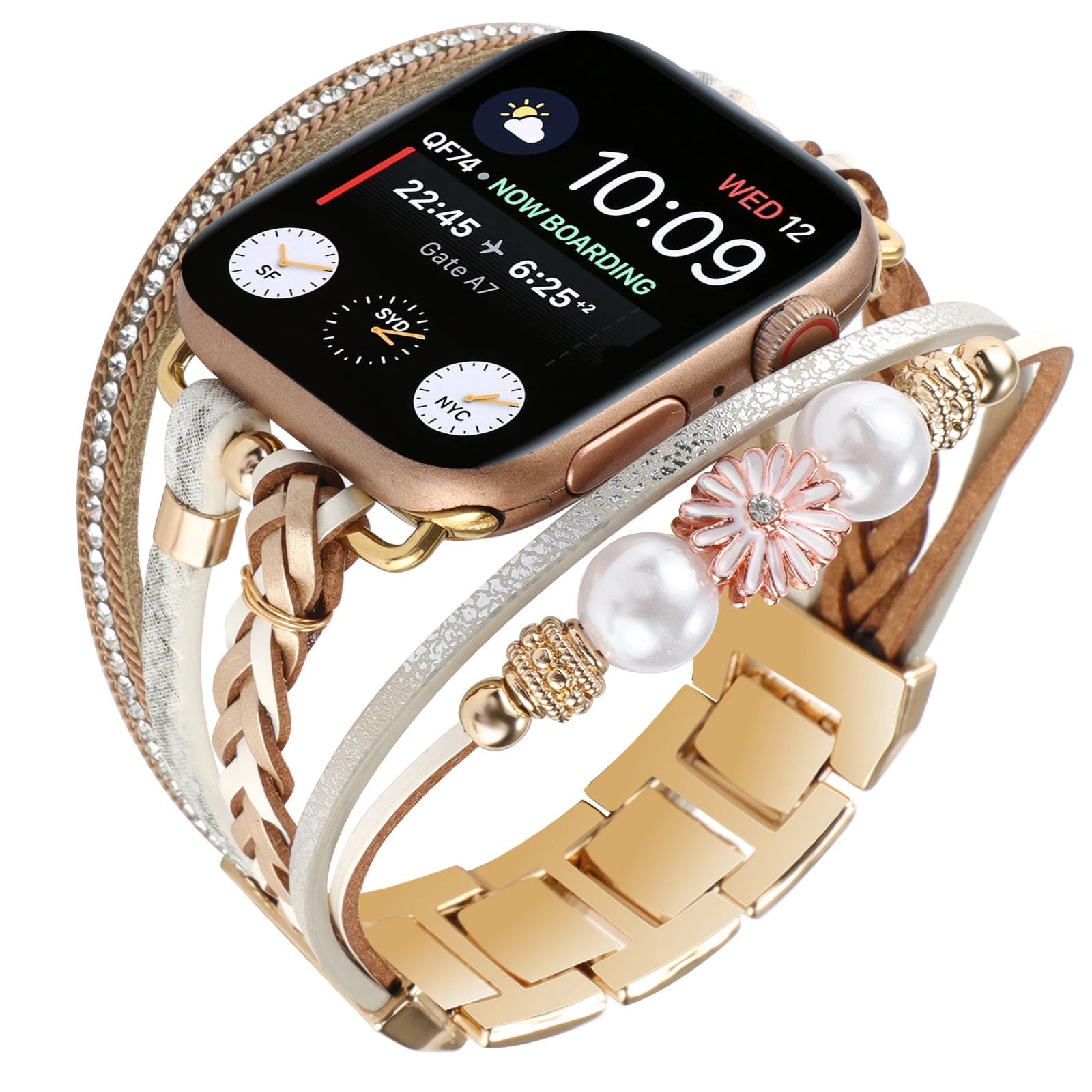Jewelry strap for Apple watch band stainless steel bracelet chain iwatch87654312SE Ultra Chrysanthemum 38 40 41 42 44 45mm women