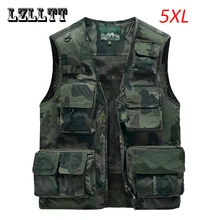 2023 Men Camouflage Multi Pocket Sleeveless Cargo Vest Mens Tactical Military Cardigan Waistcoat Vest Man Casual Bomber Vest 5XL