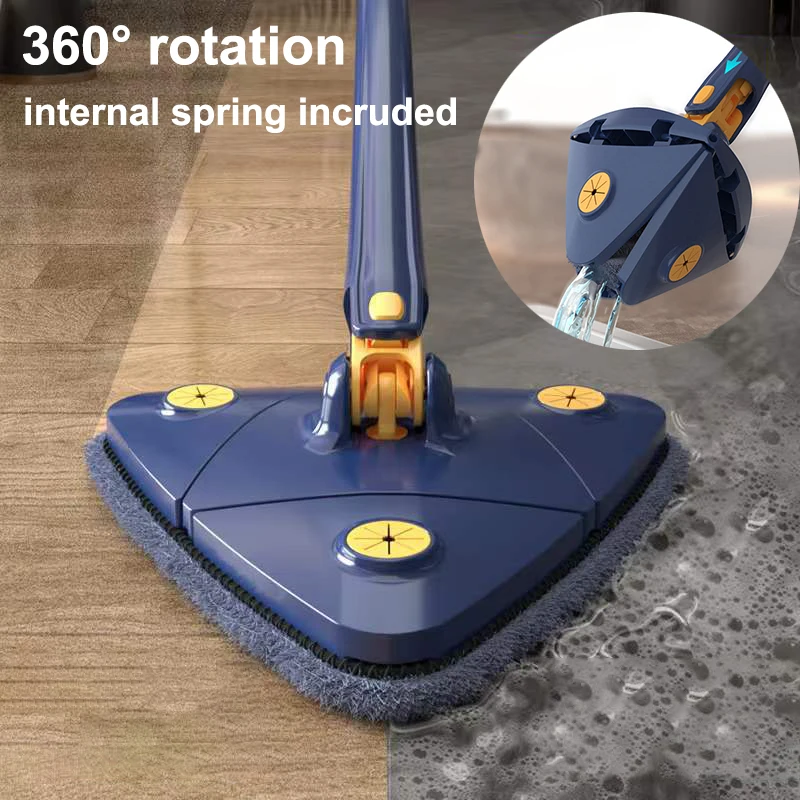

Складная треугольная швабра, вращающаяся на 360 °, регулируемая Швабра для ванны/плитки/пола/длинной ручки 130 см, инструменты для очистки окон