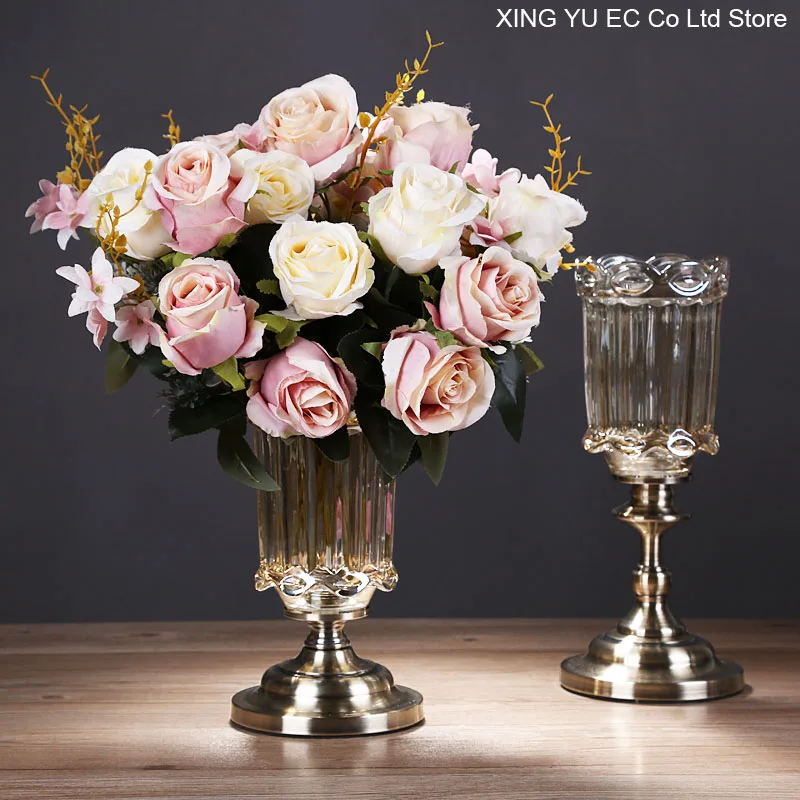 

Simulation Flower Flower Arrangement Accessories Decoration Crystal Glass Vase Living Room Home Decoration Countertop Vase