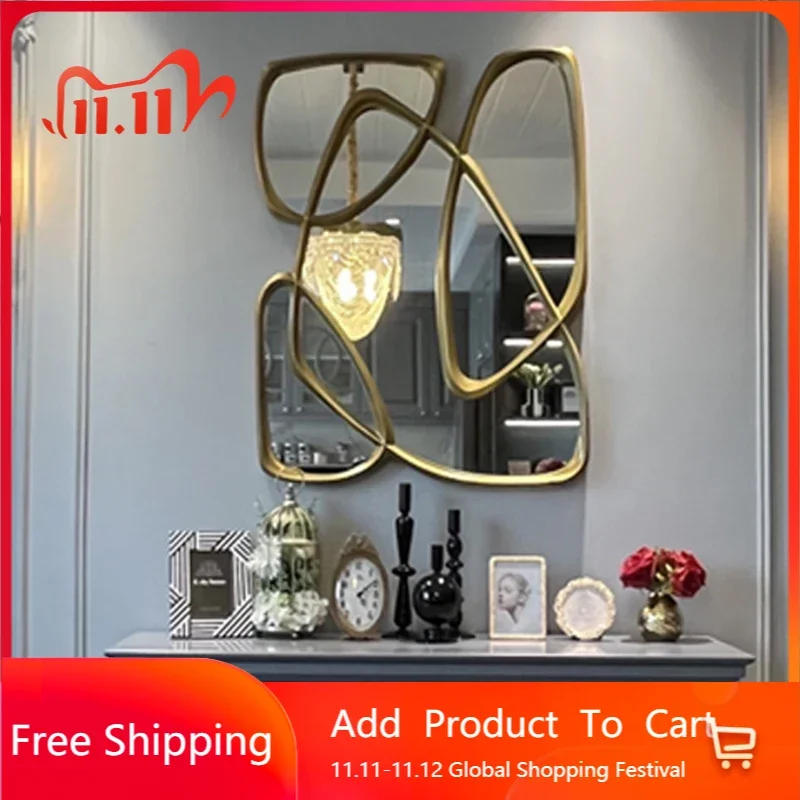 

Art Vintage Wall Mirror Sticker Adhesive Makeup Nordic Wall Mirror Palace Large Spiegels Voor De Muur Home Decoration Luxury