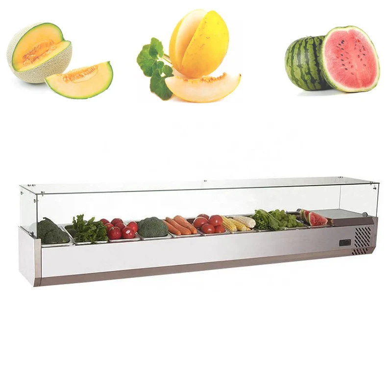 Very Popular Buffet Salad Bar for Fruit  Vegetables Salad Display Cabinet Table Top Refrigerated Fruit Dessert Display Cabinet
