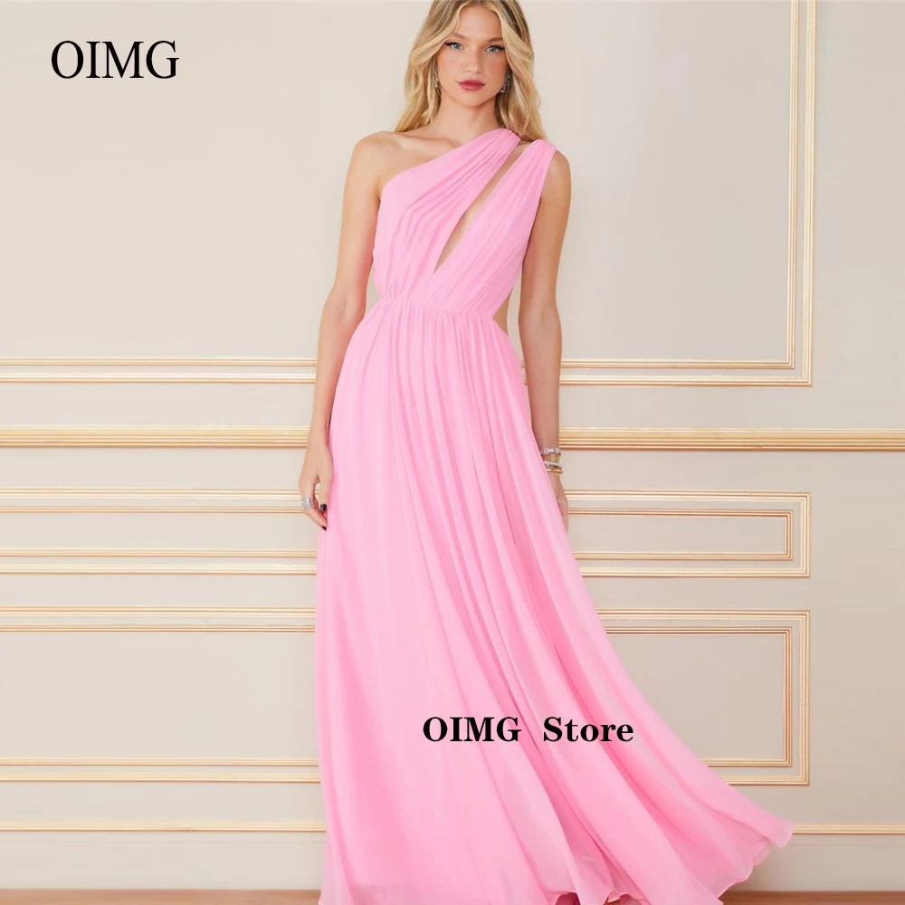 

Розовые шифоновые платья подружки невесты на одно плечо для свадебной вечеринки пляжные Длинные вечерние платья для выпускного вечера простое платье подружки невесты