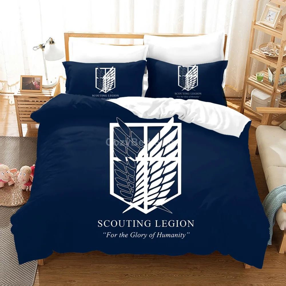 

Attack On Titan Bedding Set 3d Duvet Cover Sets Comforter Twin Queen King Single Size Luxury Cartoon Wings of Liberty Anime Kids