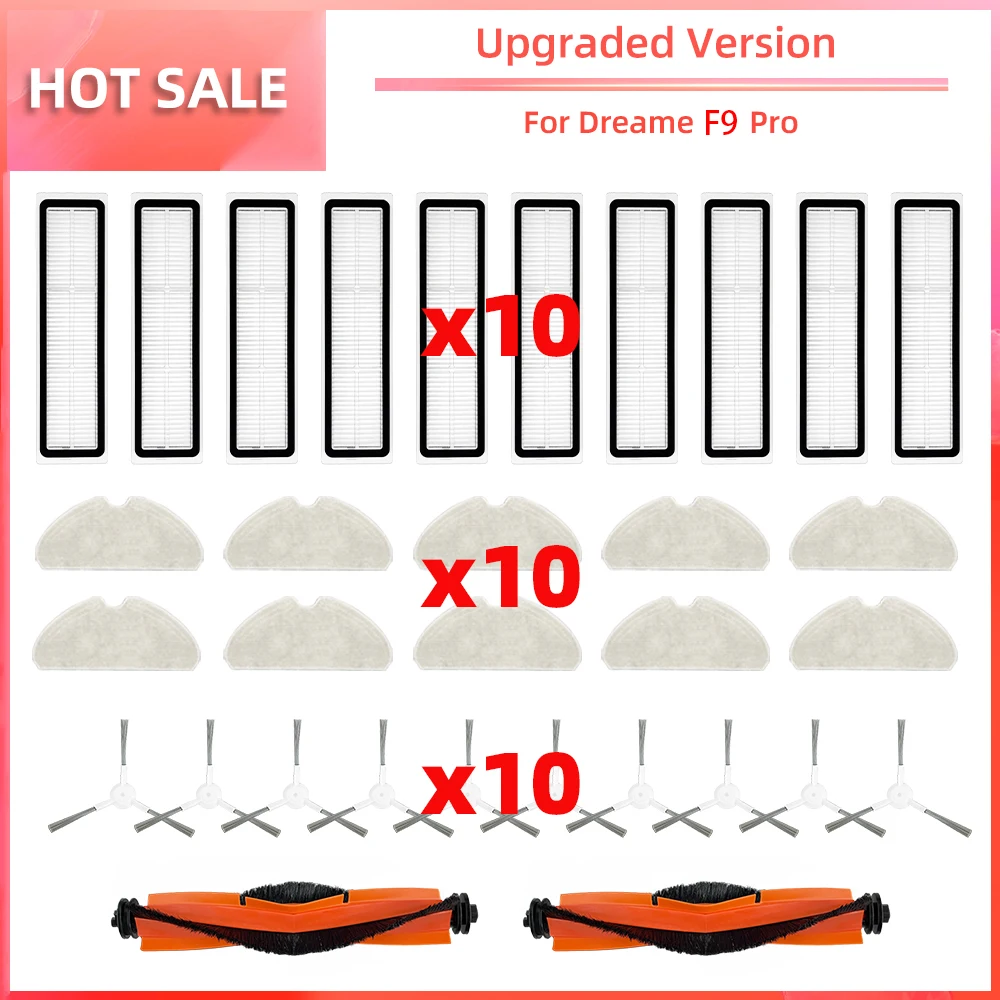 Совместимо с роботом-пылесосом Dreame F9 Pro Основная боковая щетка Фильтр HEPA Подстилка для мокрой уборки Запасные части Аксессуары
