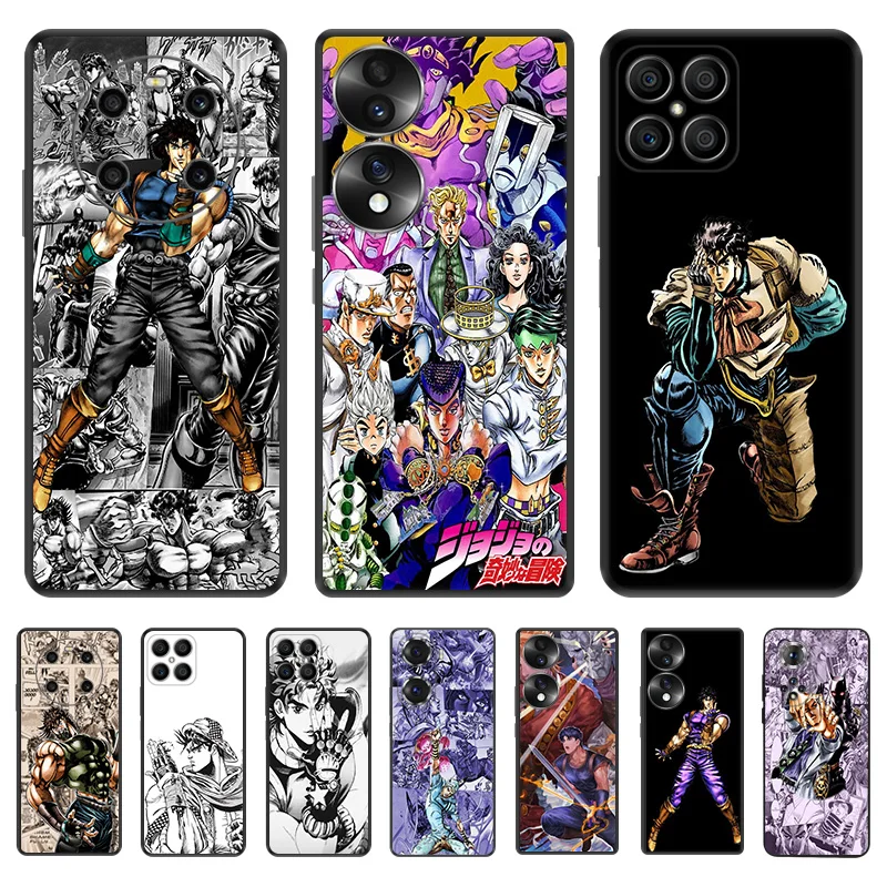 

JOJO's Jonathan Joestar Matte Black Phone Case for Honor X8 X7 X9 X6 X40 20 30 50 60 70 Pro Magic4 Play 6T 9A 6C Silicone Cover