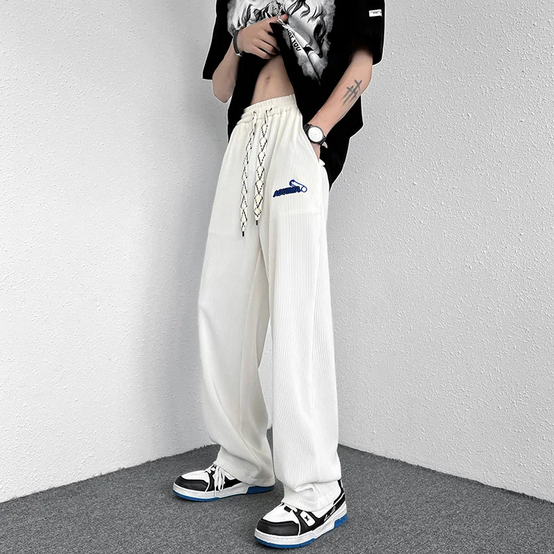

Plus Size 5XL-S Pantalones Hombre Summer Loose Casual Wide Leg Pants Men Clothing 2022 All Match Mid Waist Straight Trousers Hot
