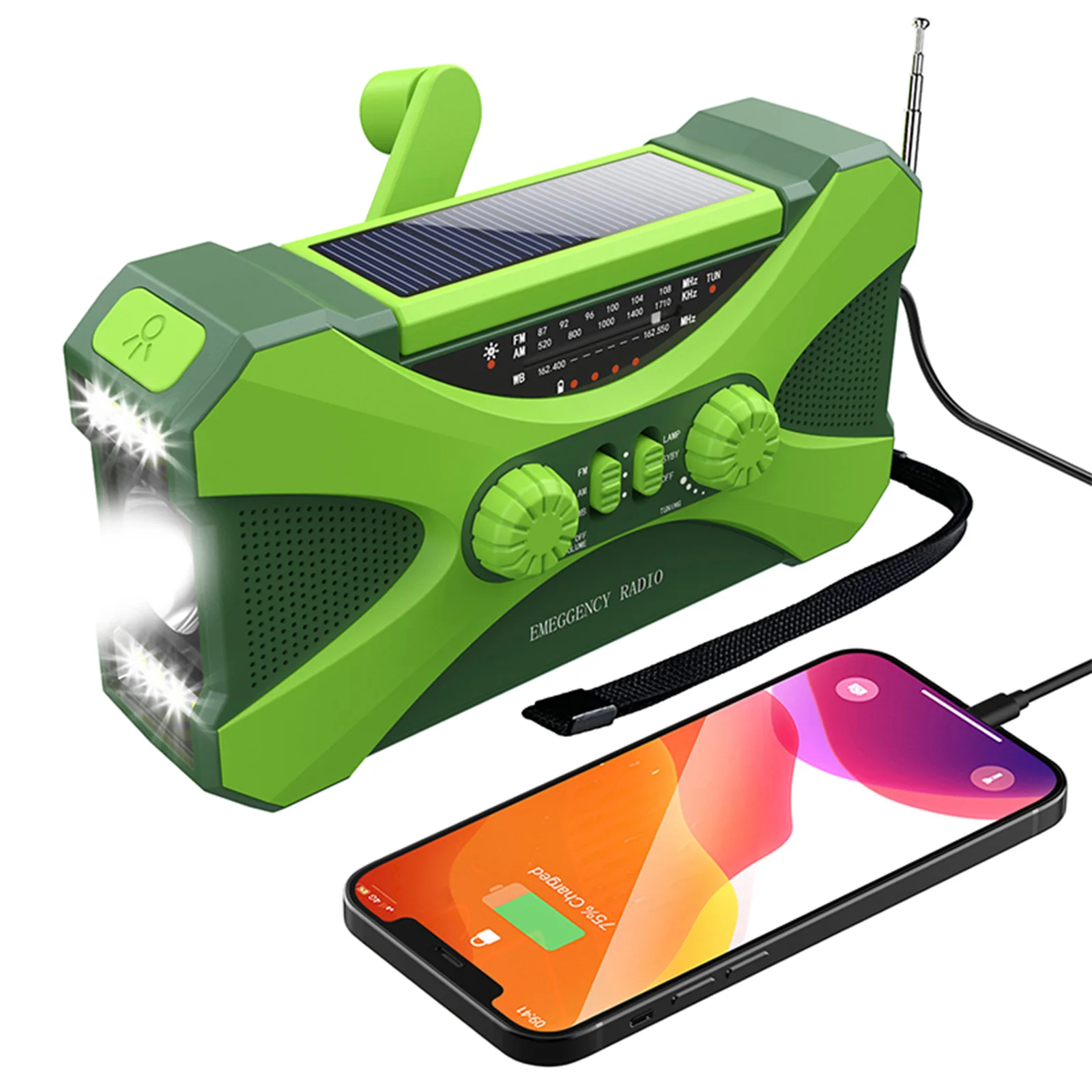 

Портативный аварийный радиоприемник на солнечной батарее, 10000 мАч, AM/FM/NOAA, светодиодный фонарик, сигнал тревоги, динамик, радио для погоды