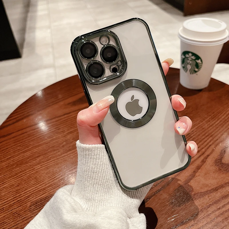 

Прозрачный чехол с гальваническим покрытием для iPhone 11 12 13 14 Pro Max XS X XR 7 8 Plus