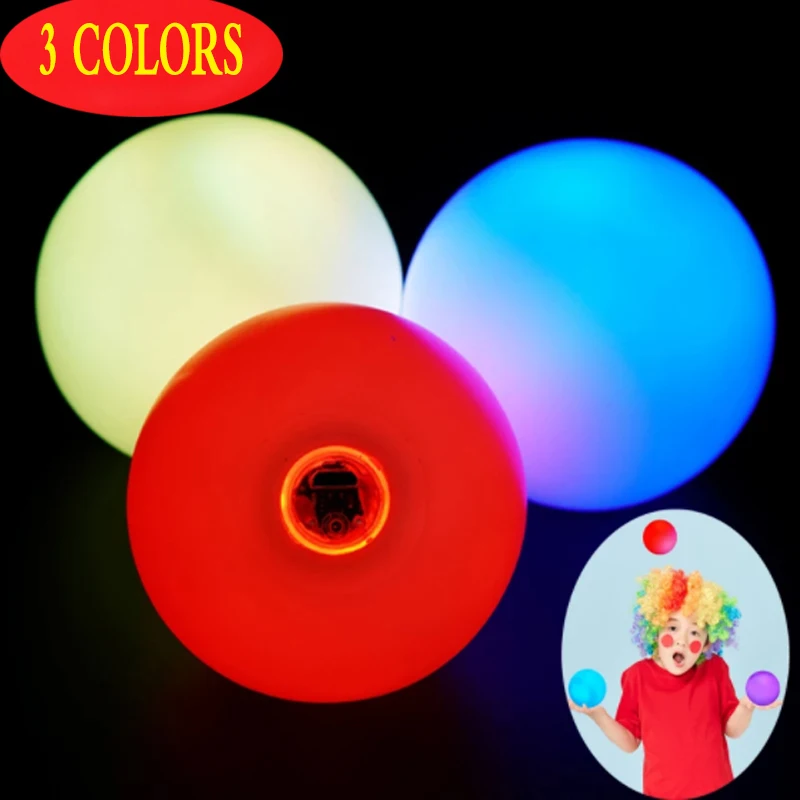 3PCS/SET Juggling balls LED light flash lighting Magic Kai Ryo Juggling Ball Russian Balls Circus Toys charge balls