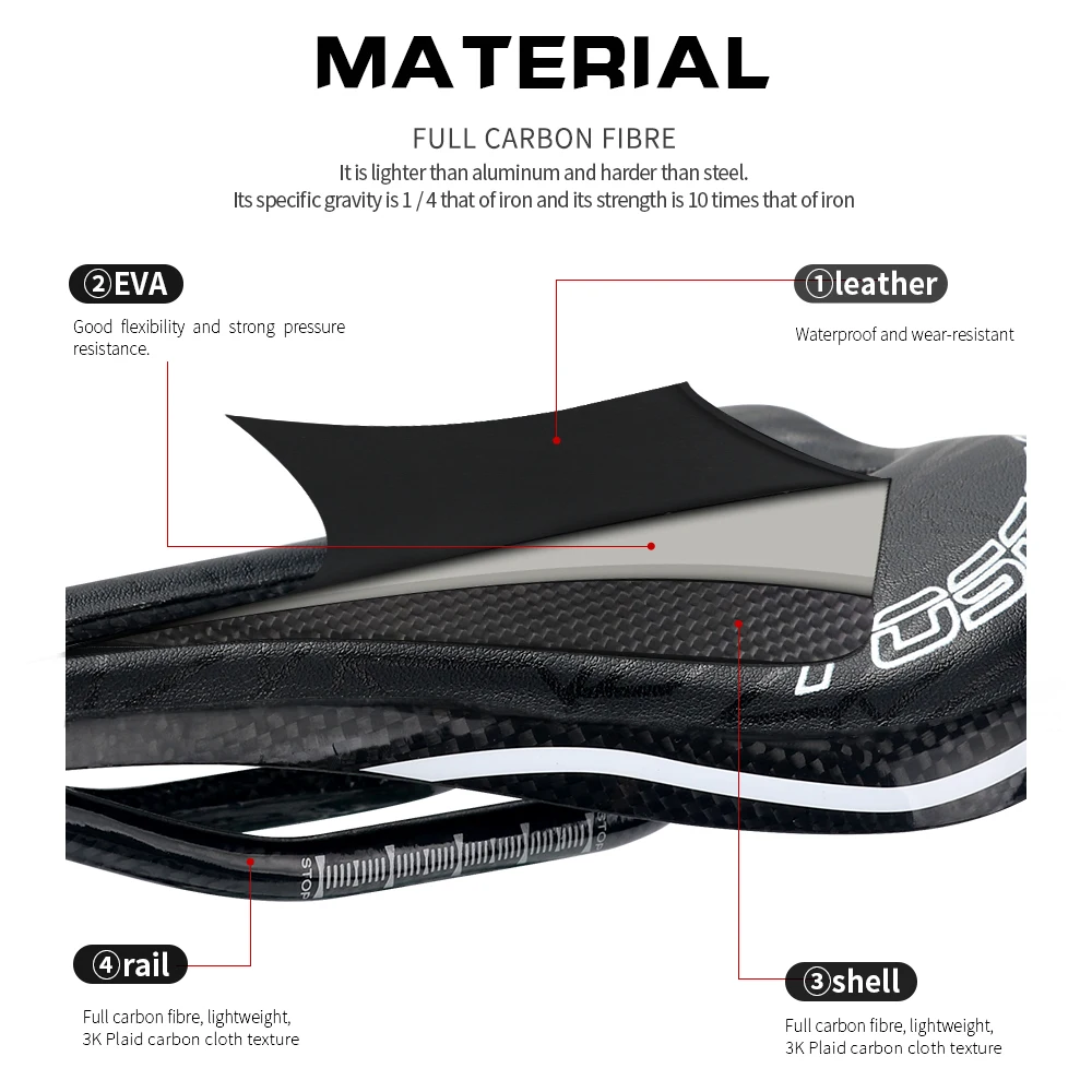 Седло из углеродного волокна TOSEEK TS80 сверхлегкое высокопроизводительное