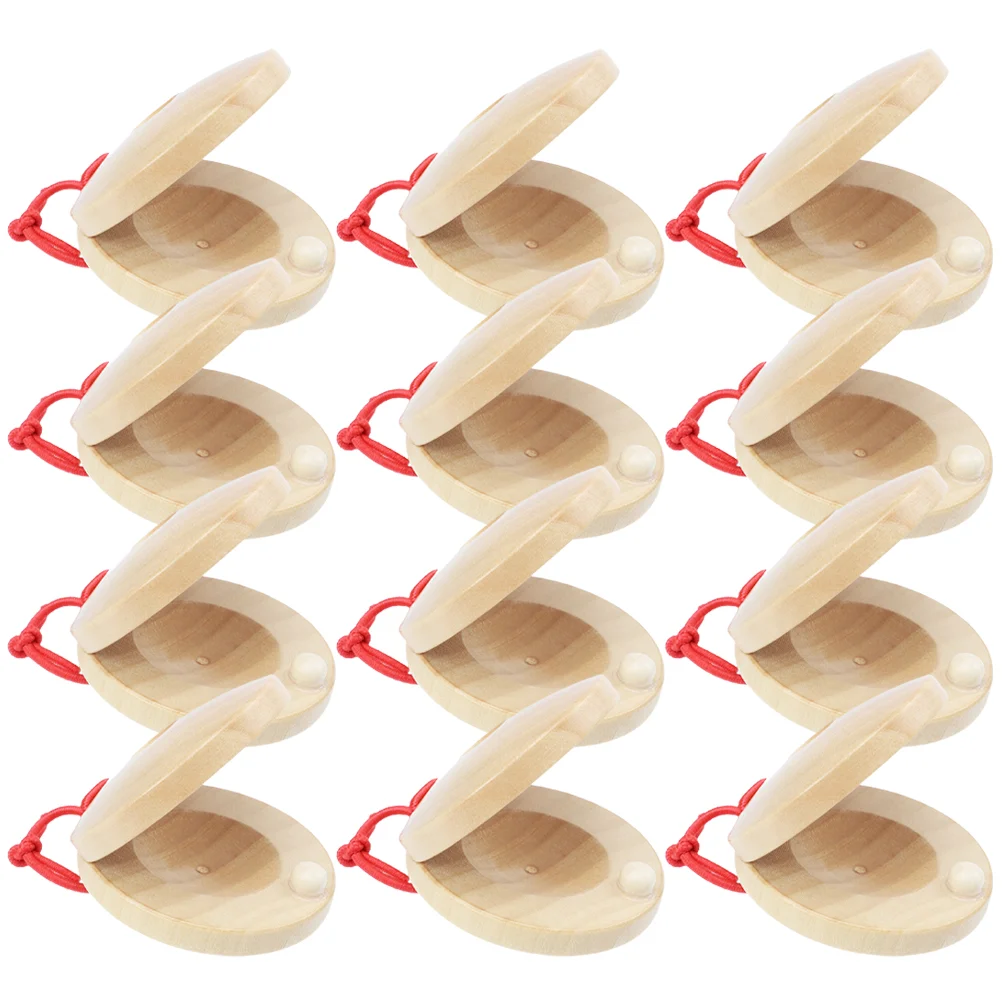 

12 pcs Wooden Castanets Rhythm Castanets Music Instrument Castanets for Children