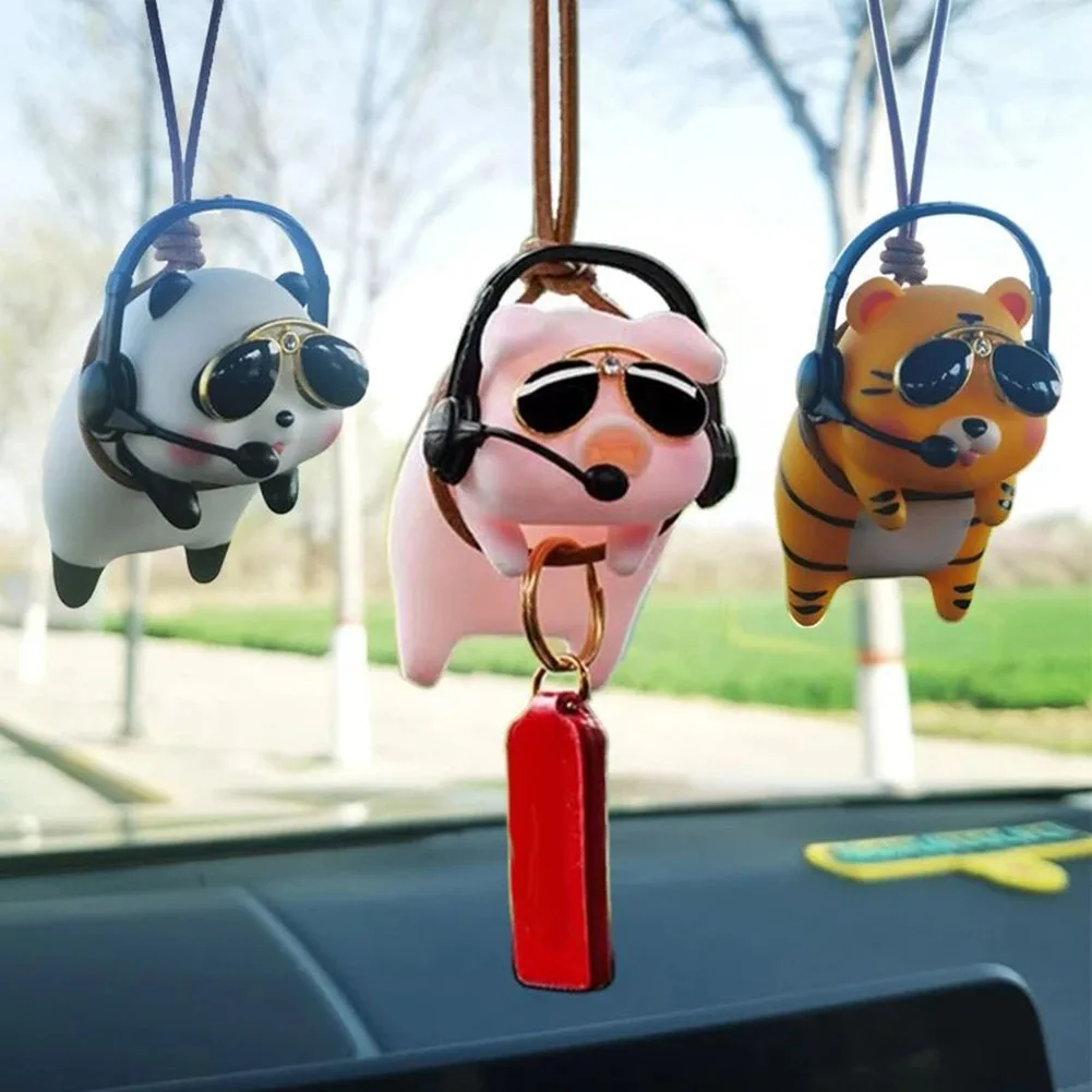 

Cute Pig/Panda/Tiger Car Pendant Auto Rearview Mirror Pendants Center Console Decoration Car Interior Accessories