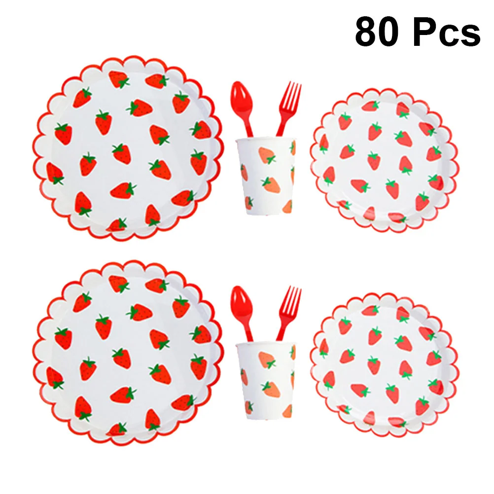 

80pcs Tableware Printing Creative Birthday Storage Cups Party Supplies