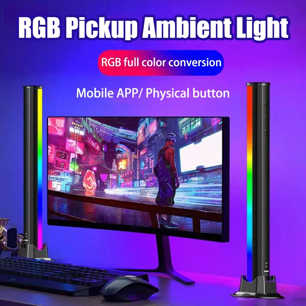 

2PCs Sound Control RGB Light Bars App Control Smart Night Light Bluetooth-Compatible TV And Game Decoration Lamp For Living Room