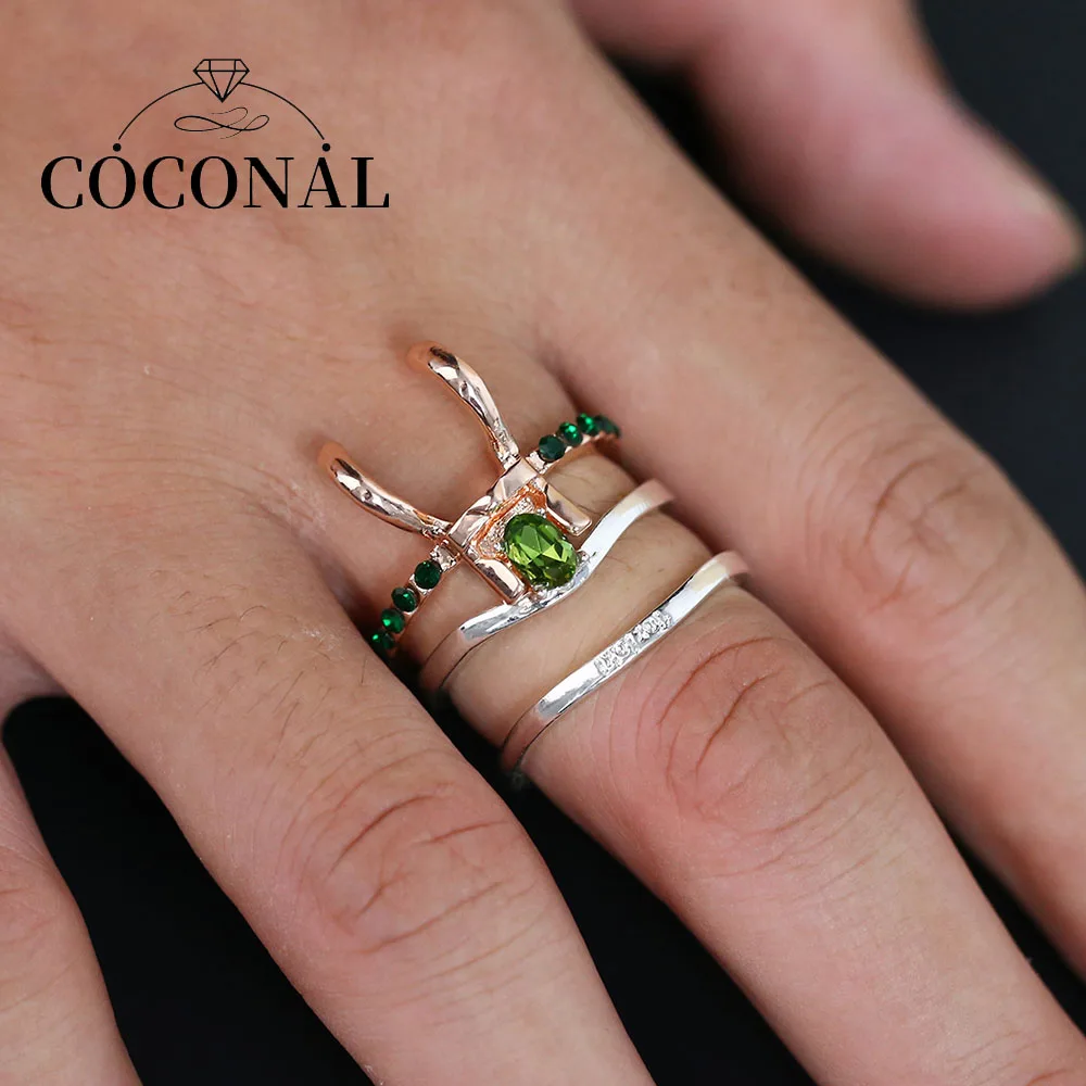 Набор из 3 колец в стиле унисекс с принтом супергероя Тора Локи |