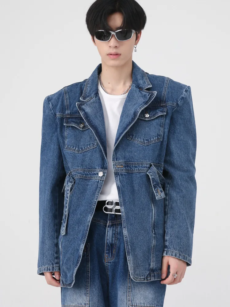 SYUHGFA – veste en Denim pour homme  manteau d'automne à bretelles  Streetwear coréen à la mode