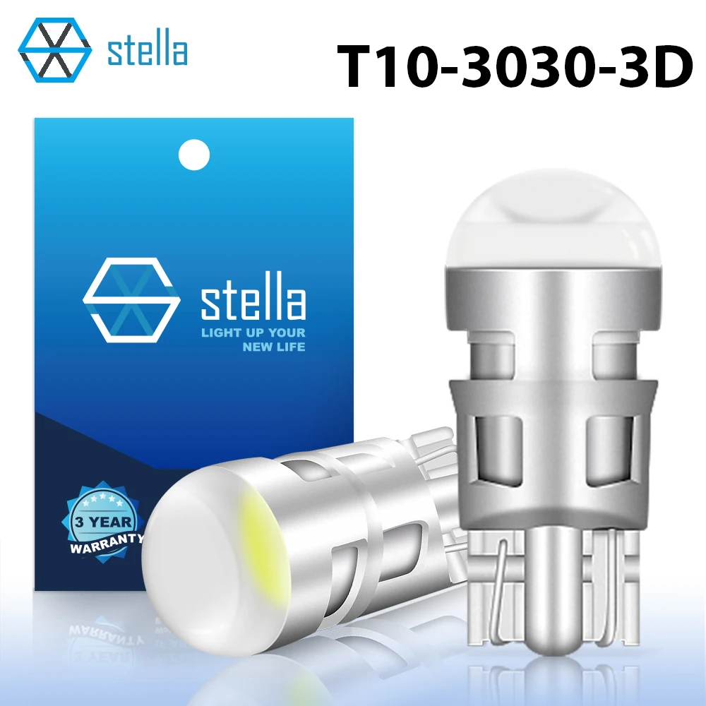 

Stella 2 шт. Автомобильный T10 светодиодный светильник с линзой 12 В 3D блестящая лампа Внутренние сигнальные лампы для чтения с большим чипом Резервные фонари заднего хода