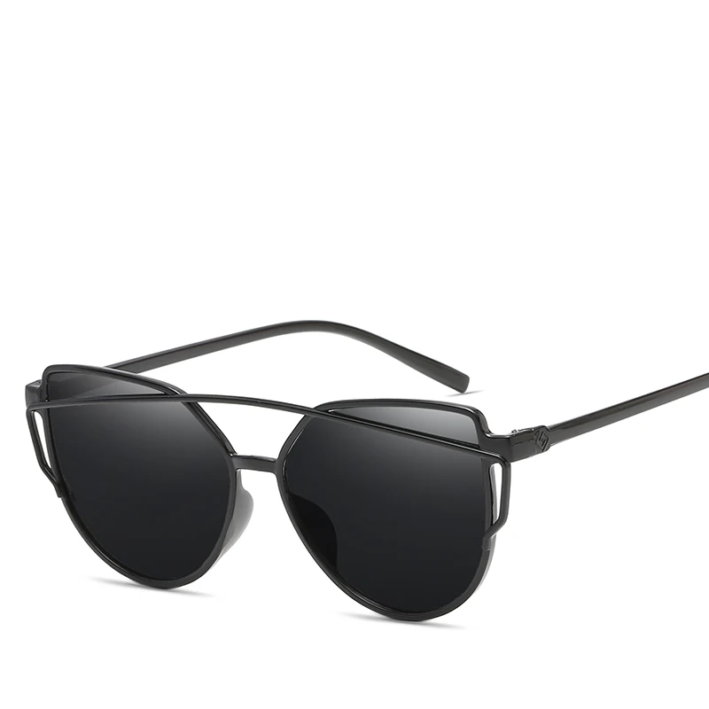 Fashion Brand Cat Eye Sunglasses Women Twin-Beams Sun glasses Female Retro Coating Mirror Glasses Flat Panel Lens | Аксессуары для