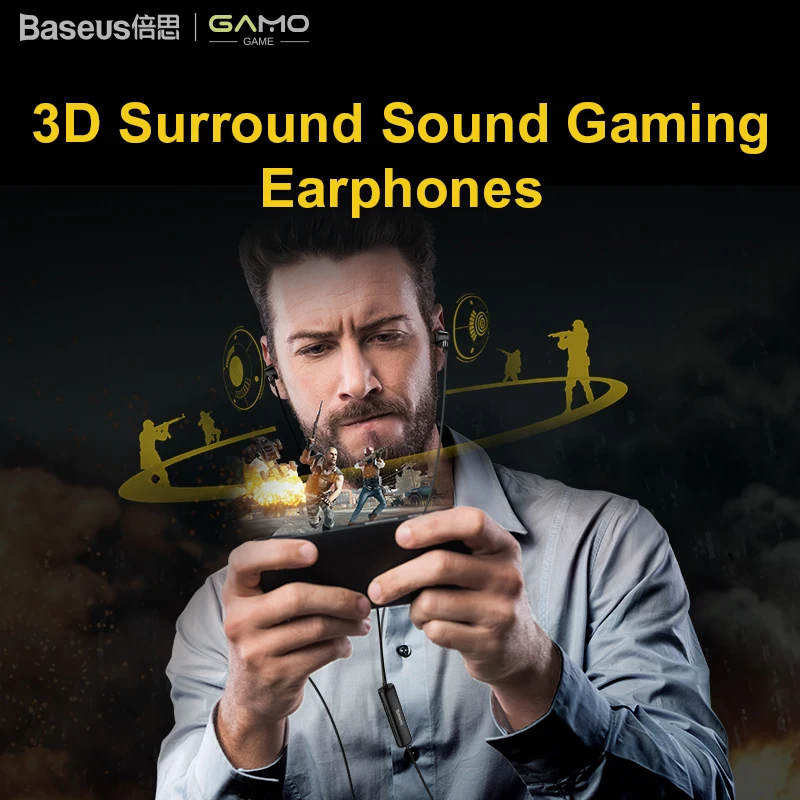 

Baseus 3.5mm Wired Earphones Stereo 90° Elbow Headphones HIFI Bass Hands-free Earbuds With Mic Headset For Games Broadcast