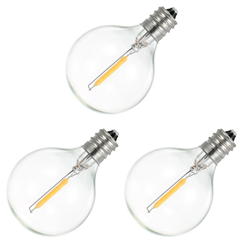 

12Pcs G40 Led Replacement Light Bulbs, E12 Screw Base Shatterproof LED Globe Bulbs For Solar String Lights Warm White