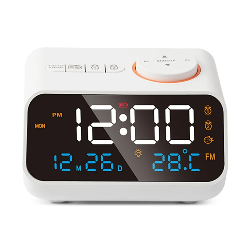 

Alarm Clock With Radio LED Digital Clock Dual USB Charging Sleeping Timer 12/24Hr Snooze Wake Up Clock