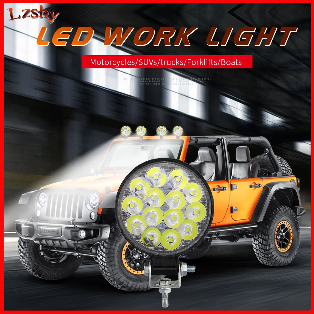 

2Pcs Car Working Lights Spotlight Truck Off-Road Led Headlights Work Lamp 3030 Chip 6500K 12V 24V 42W 14LED Work Fog Light
