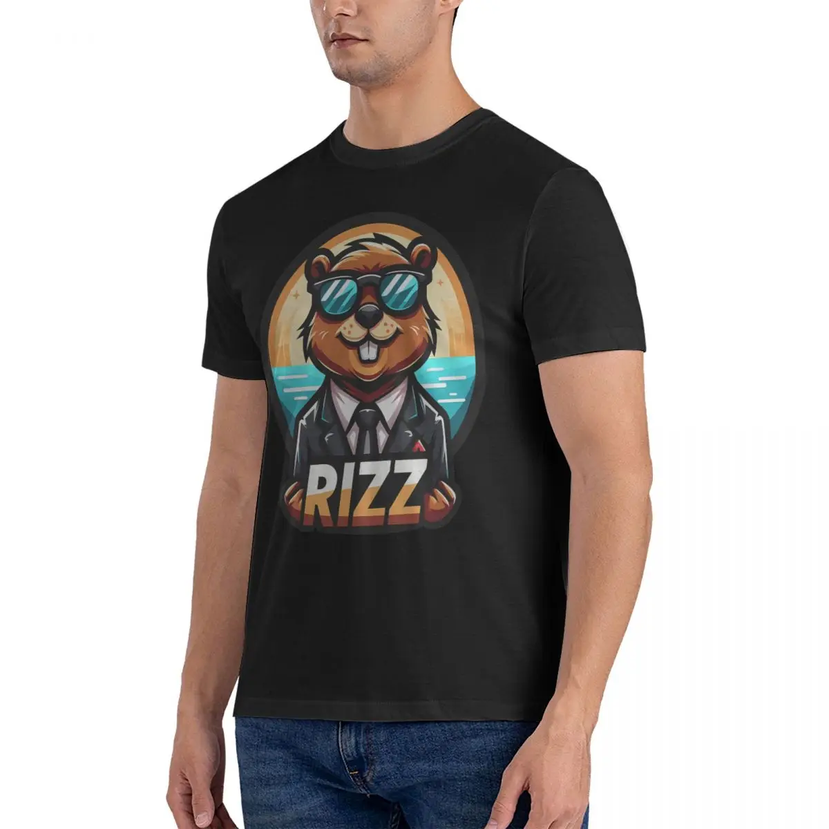 Rizzard Rizz футболки для мужчин Kurwa Bobr Bober Модные 100% хлопковые с круглым вырезом