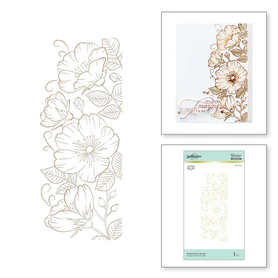 

Sweet Blooms Border Glimmer Metal Hot Foil Scrapbook Diary Decoration Embossing Template Diy Greeting Card Handmade