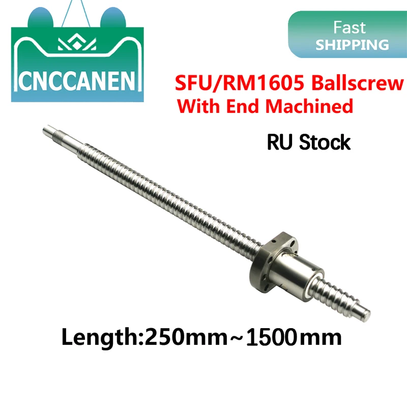 SFU1605 250 300 350 400 450 500 550 600 мм шариковый винт C7 800 фланец одна шариковая гайка BK/BF12 RM1605