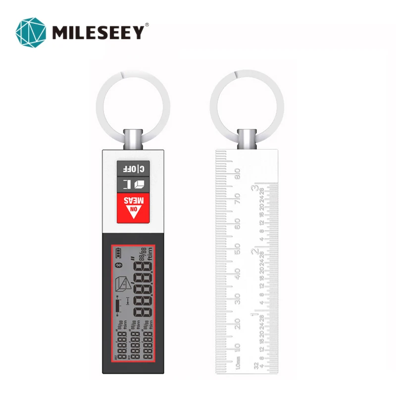 Mileseey-cinta métrica láser portátil con batería integrada, Mini telémetro, medidor de distancia láser de carga USB con llavero