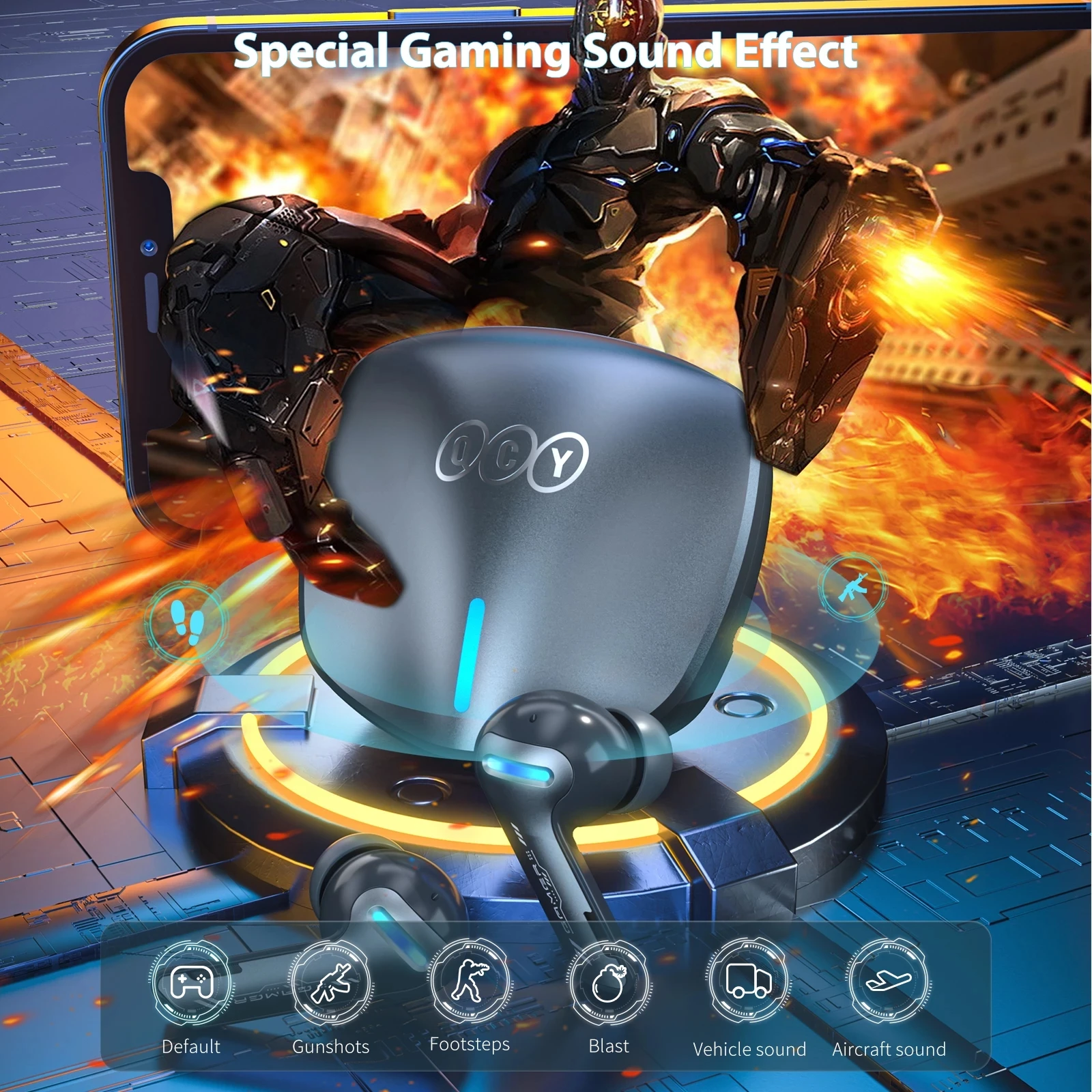 

G1 Gaming Earbuds 45ms Low Latency Headphone Stereo Sound Positioning TWS V5.2 Bluetooth Earphone 4 Mic+ENC Wireless Headset