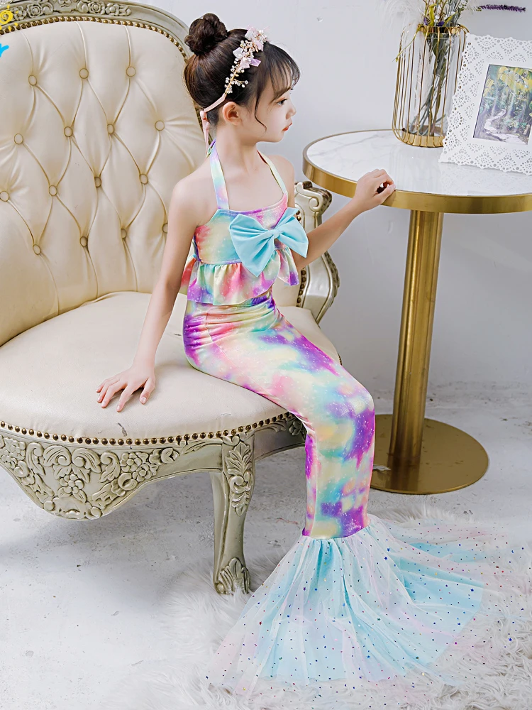 

Girl Princess Little Mermaid Ariel Dress 3 piece set Kid Halloween Fancy Costume Children Carnival Birthday Party Clothes Summer