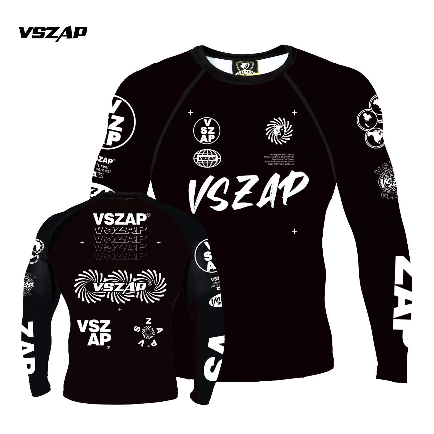 

VSZAP бразильские джиу-джитсу, Санда, футболка для занятий боксом MMA, черные мужские рубашки для тренировок, в стиле хип-хоп, облегающие, анти-одежда