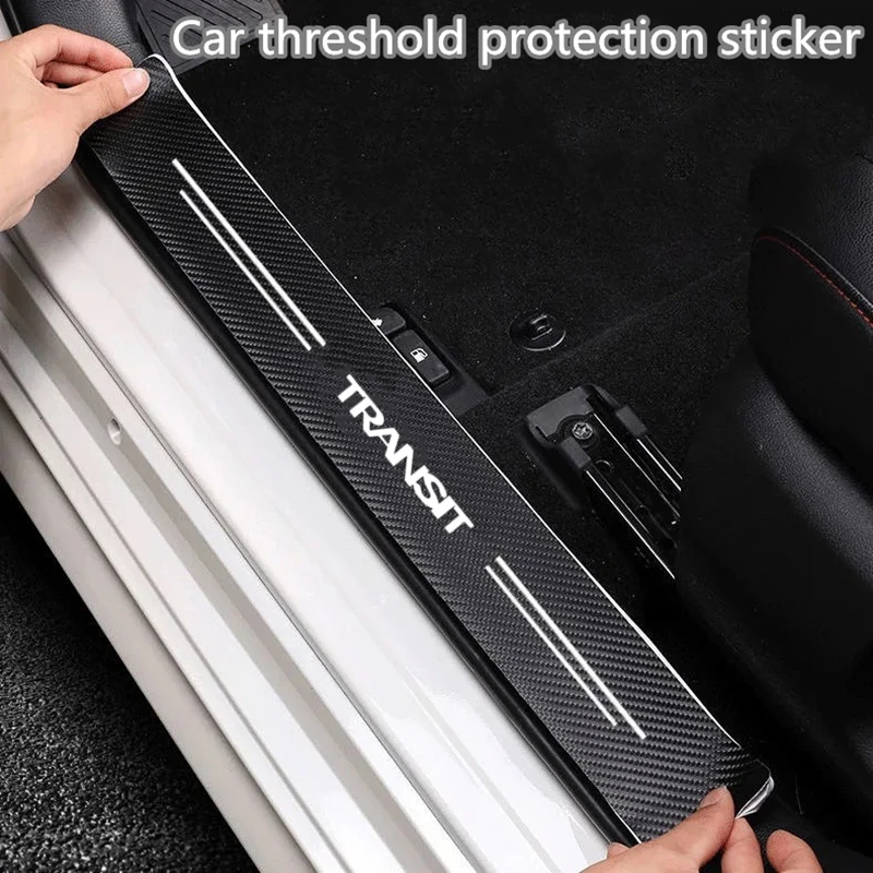 

4PCS Car Door Threshold Anti Scratch Decal Carbon Fiber Car Sticker Auto Door Trunk Protective Strip For Ford Transit MK6 MK7