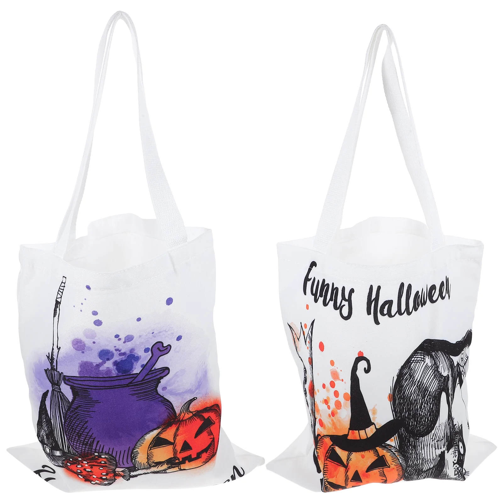 

2 Pcs Gift Bag Goodie Treat Tote Candy Container Cute Canvas Bags Shopping Halloween