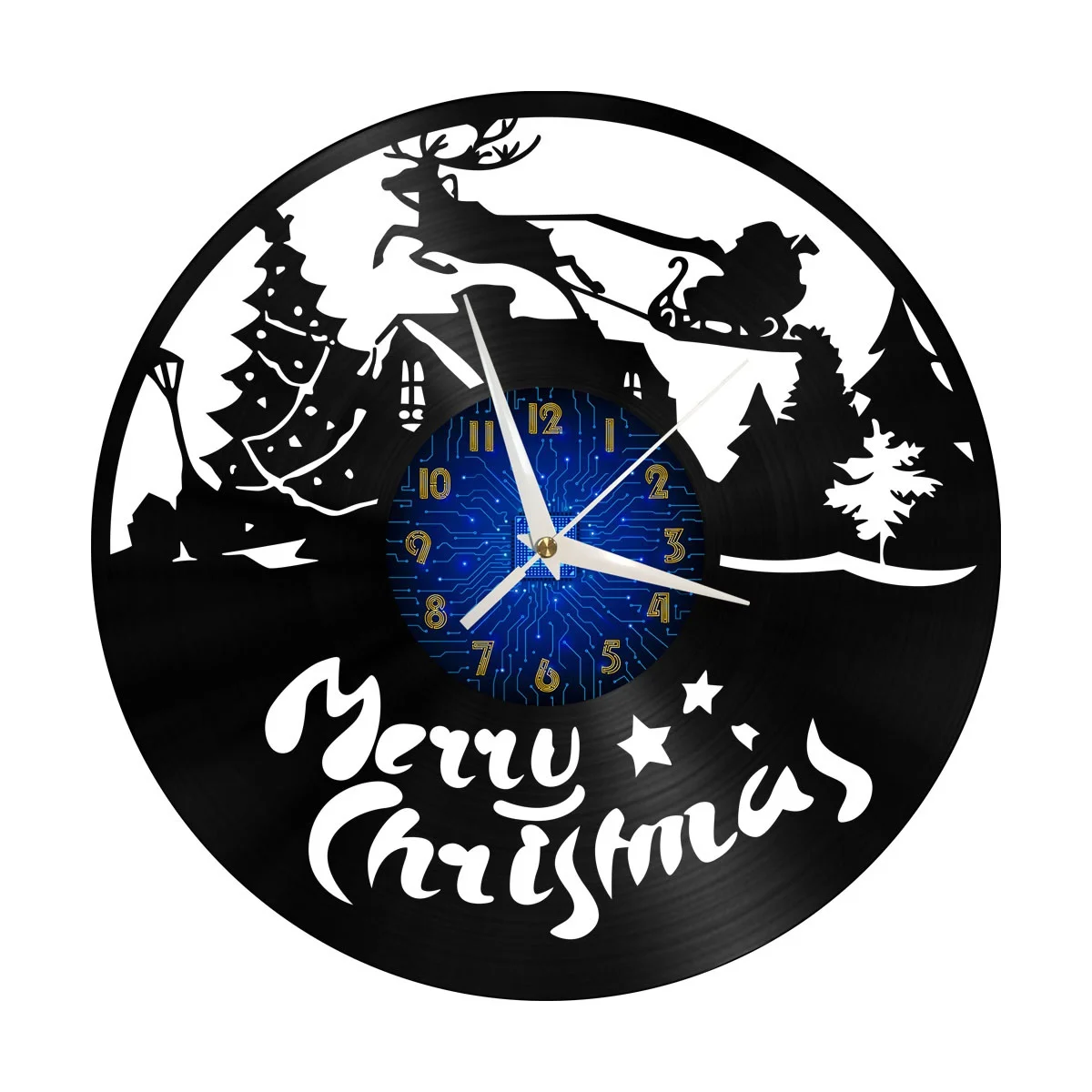 

Merry Christmas Vinyl Wall Clock, Vinyl Record Clock Wall Art Silent & Non-ticking