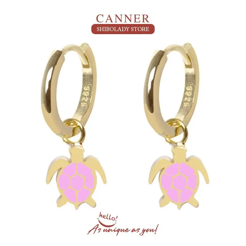 

CANNER 925 Sterling Silver Earrings For Women Pink Series Earrings Dangle Ear Piercing Pendientes Mom Gift 2021 Trend Vintage