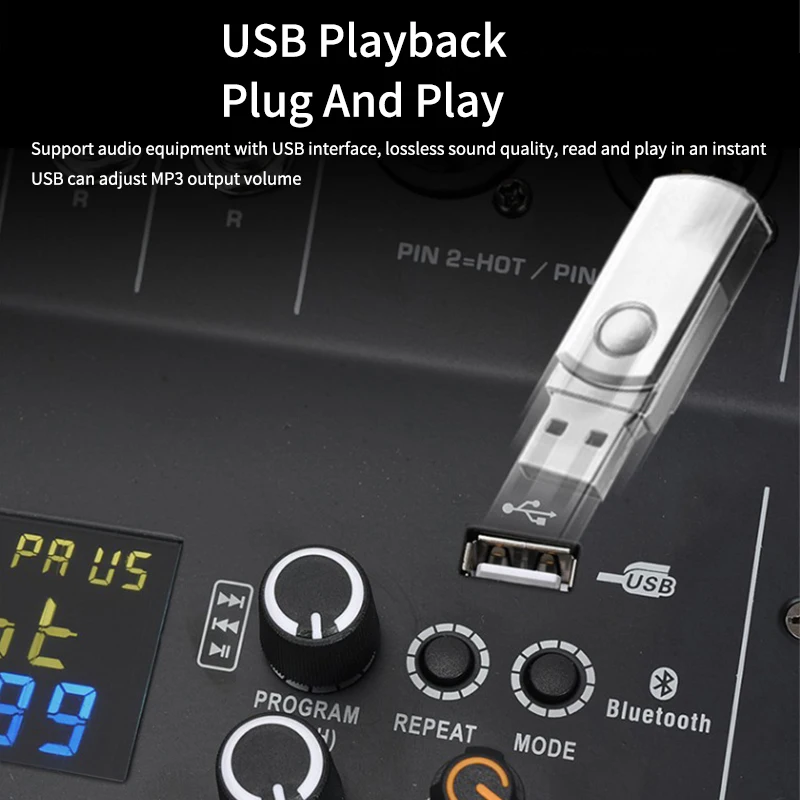 Цифровой микшер 8/12 каналов звуковой аудиомикшерный пульт со 100 цифровыми