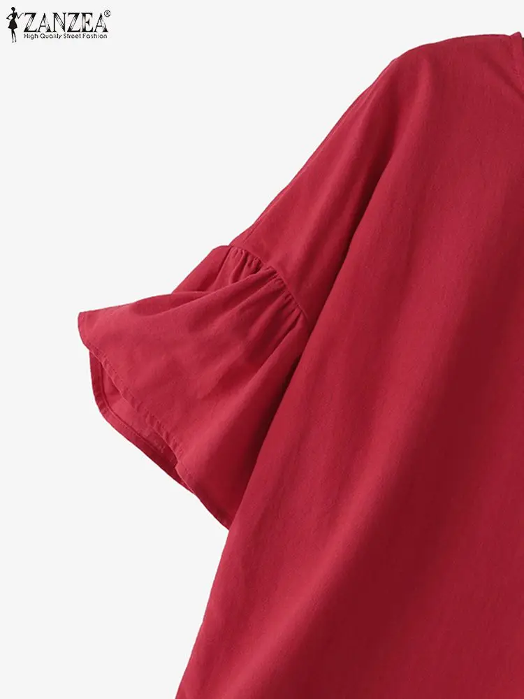 Блузка ZANZEA Женская свободного покроя с оборками Повседневная Уличная одежда