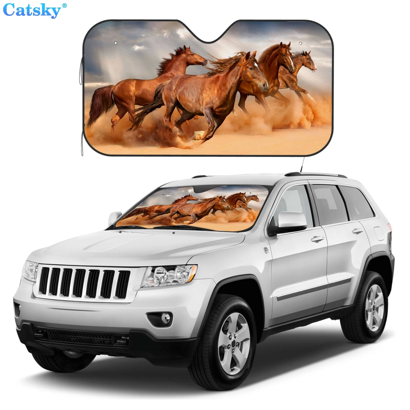 

Horse animal car awning UV protection car sun visor accessories printing pattern decoration gift awning customization