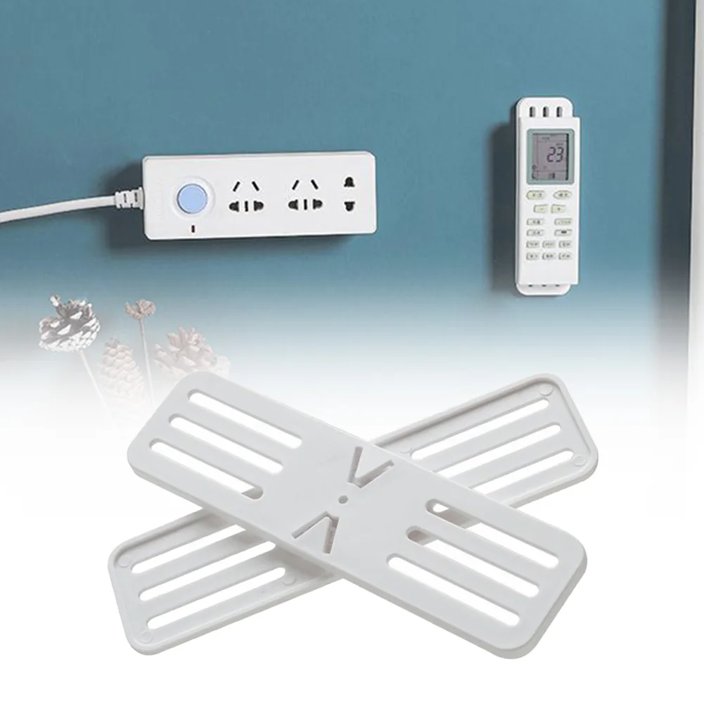 

4pcs Socket Holder Plug Fixer Wall-Mounted Power Strip Holder Sticker Punch-Free PP White Socket Fixer Hooks