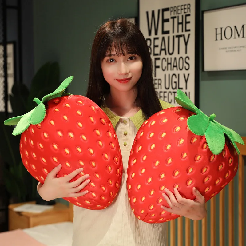 

2023 Fashion Trends Big Strawberry Plush Toy Simulation Fruit Doll Series Pillow Cushion Large Children's Holiday Gift